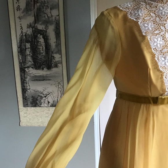 SOLD Vintage yellow organza hippie boho dress - Picture 4 of 8
